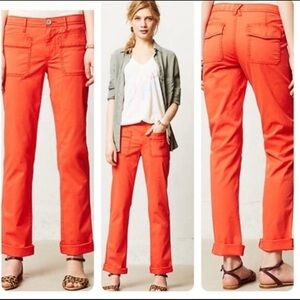 Anthropologie HEI Women’s Alastair Capri  Pants Size 4 Dopamine Red Orange